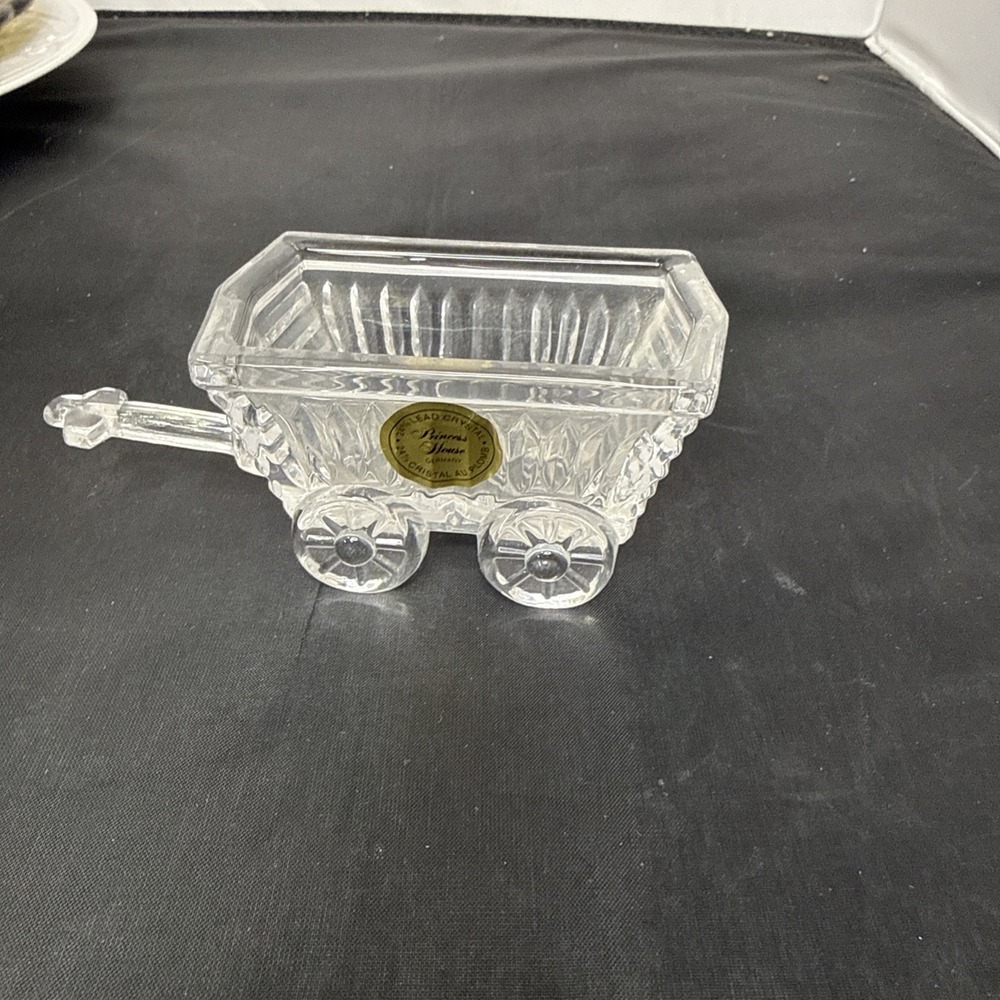 Princess House 24% Lead Crystal Garden Wagon Cart Garden NWT